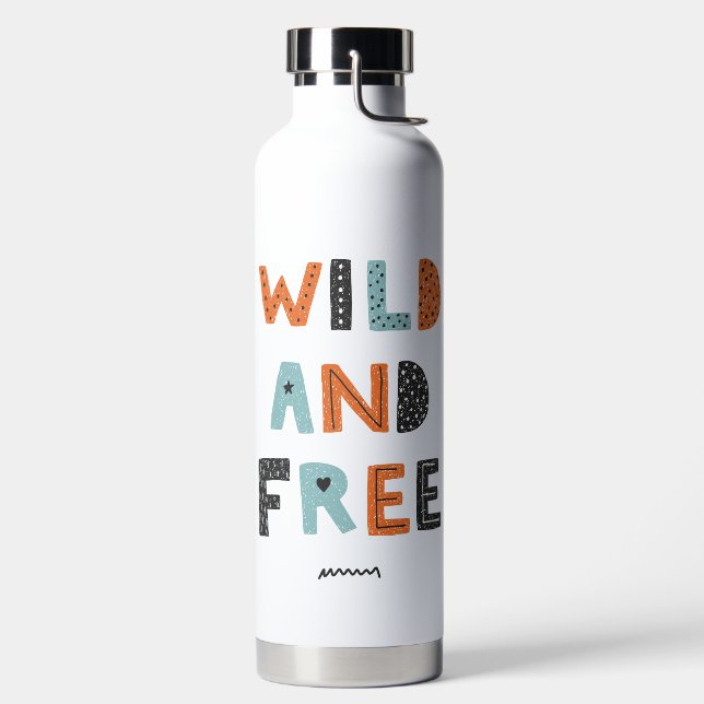 Wild and Free | Doodle Letters Water Bottle (Left)