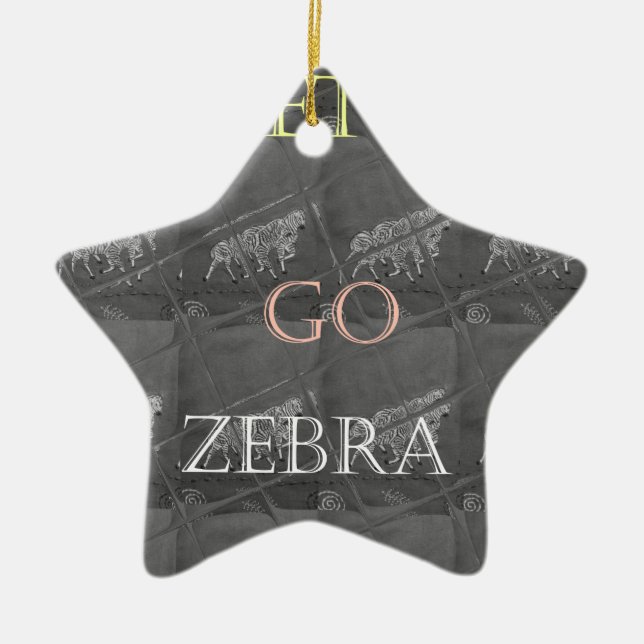 Wild and Free Let's Go!: A Zebra's Journey Ceramic Tree Decoration (Front)