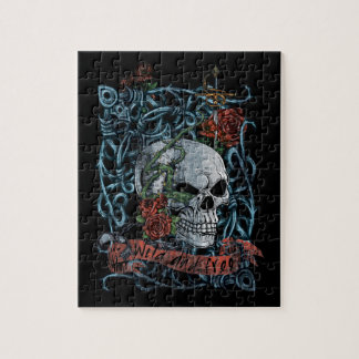 Wild and Free Rose Skeleton Skull Jigsaw Puzzle