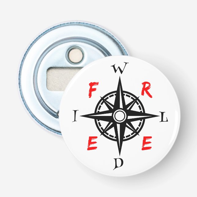 Wild And Free Traveller Compass Bottle Opener (Front)