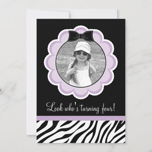 Wild and Fun Zebra Birthday Party Invitation (Front)