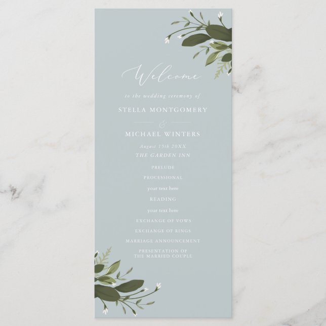 Wild and Green Wedding Program Programme (Front)