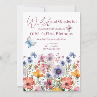 Wild and Onederful 1st BirthdayGirl Invitation