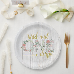 Wild and Onederful Baby Girl First Birthday Paper  Paper Plate