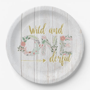 Wild and Onederful Baby Girl First Birthday Paper Plate