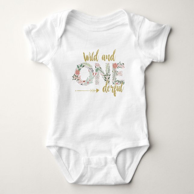 Wild and OneDerful First Birthday Baby Girl Bodysuit (Front)