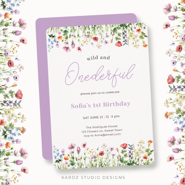 Wild and Onederful First Birthday Invitation (The product shown is a  5 x 7 invitation with rounded corners. )