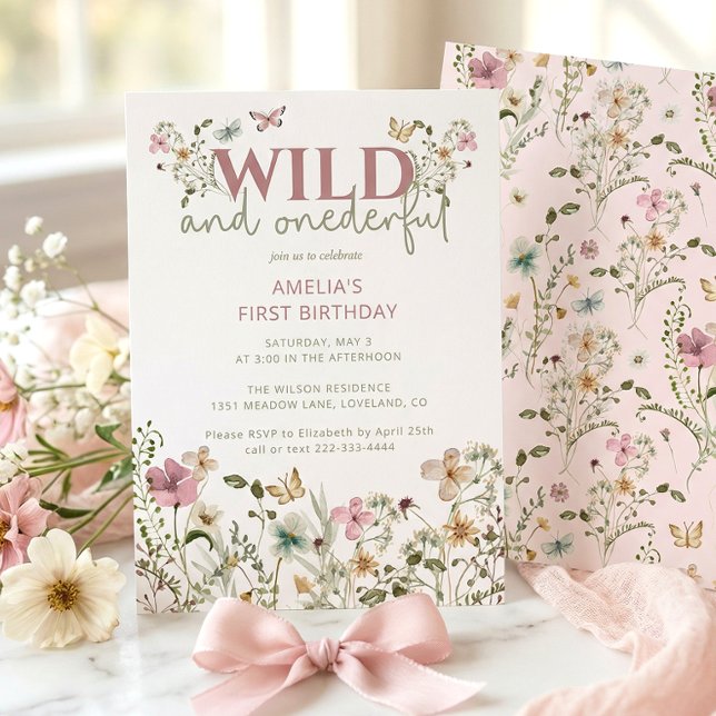 Wild and Onederful Wildflower 1st Birthday Invitation (Creator Uploaded)