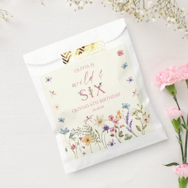 Wild and Six Wildflower 6th Birthday Party Favour Bags (Sealed)