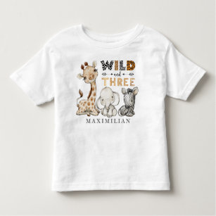 Wild and Three Birthday Jungle Baby T-Shirt