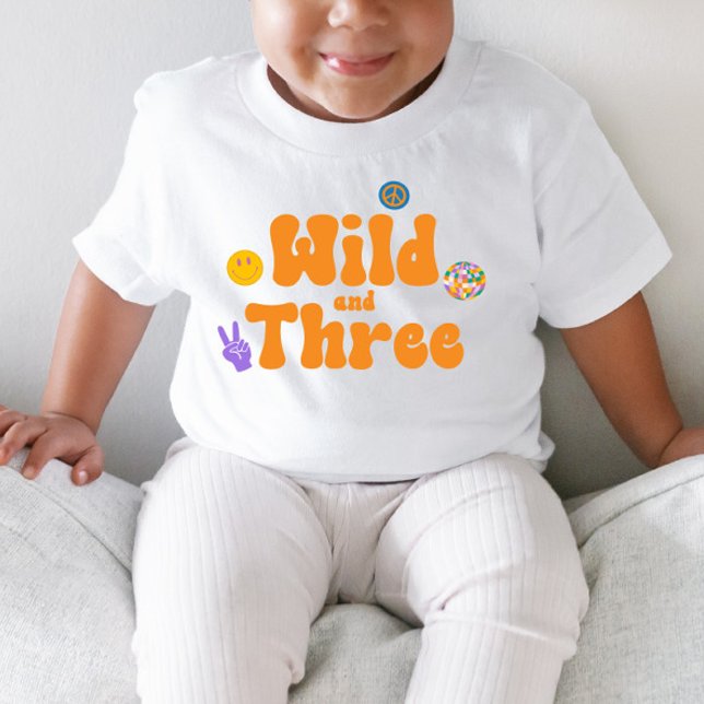  Wild and Three Retro 70's 3rd Third Birthday Toddler T-Shirt (Creator Uploaded)