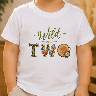 Wild and Two Watercolor Baby 2nd Birthday T-Shirt 
