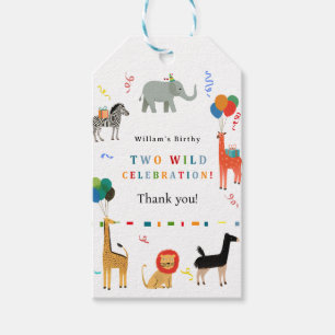 Wild and Whimsical 2nd Birthday Gift Tags