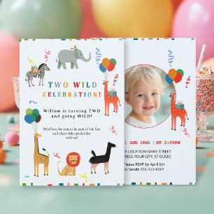 Wild and Whimsical 2nd Birthday Invitation