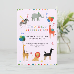 Wild and Whimsical 2nd Birthday Invitation