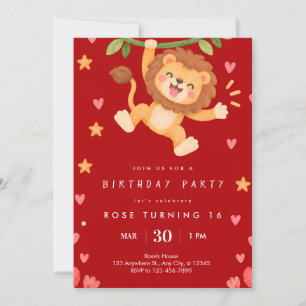 Wild Animal 16th Birthday Celebration Invitation