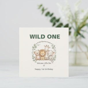 Wild Animal 1st Birthday Card for Boy Son