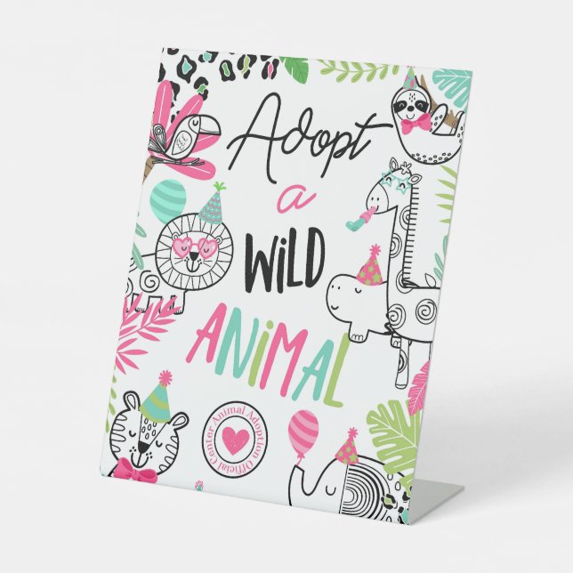 Wild Animal Adoption Station Pedestal Sign (Front)