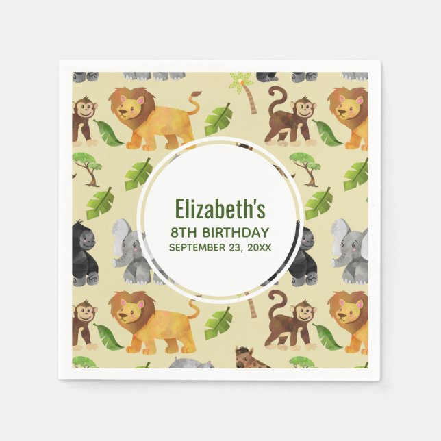 Wild Animal Birthday Safari Adventure Napkin (Front)