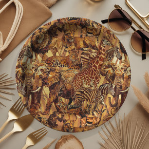 Wild Animal Collage Safari Bachelorette ID1149 Paper Plate