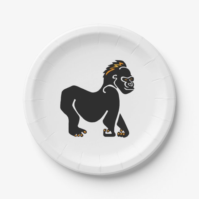 Wild Animal - Cool Mountain GORILLA -Wildlife - Paper Plate (Front)