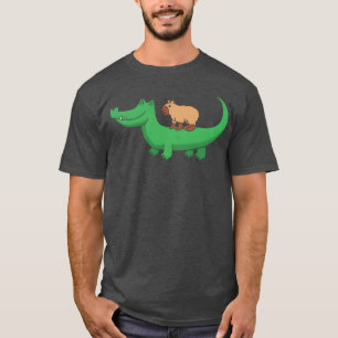 Wild Animal Cute Capybara Riding Crocodile retro T-Shirt