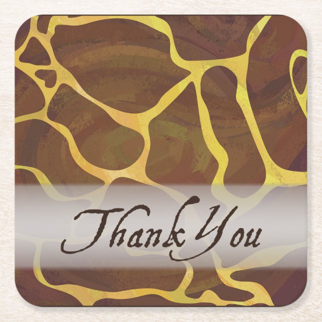 Wild Animal Giraffe Thank You Square Paper Coaster (Front)