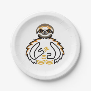 Wild Animal - Graphic  SLOTH  - Wildlife -Nature - Paper Plate