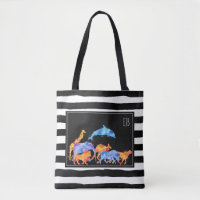 Wild Animal Herd Colourful Watercolor Monogram