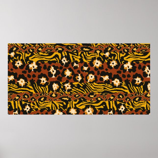Wild animal leopard and tiger skins patchwork abst poster (Front)