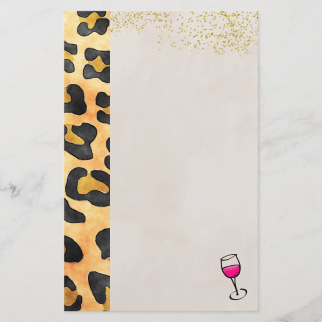 Wild Animal Pattern and Wine Stationery (Front)