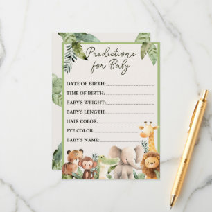 Wild Animal Predictions for Baby Advice Card
