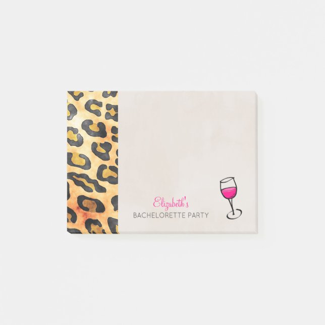 Wild Animal Print and Wine Bachelorette Party Post-it Notes (Front)