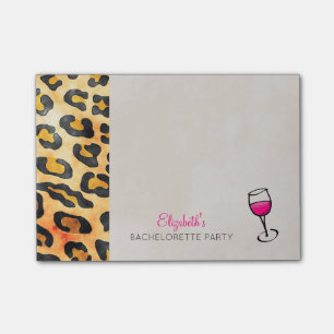 Wild Animal Print and Wine Bachelorette Party Post-it Notes