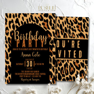 Wild Animal Print Celebration Leopard Birthday Invitation