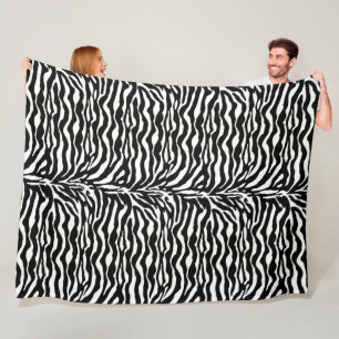 Wild Animal Print, Zebra in Black and White Fleece Blanket