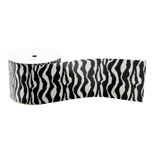 Wild Animal Print, Zebra in Black and White Grosgrain Ribbon (Spool)