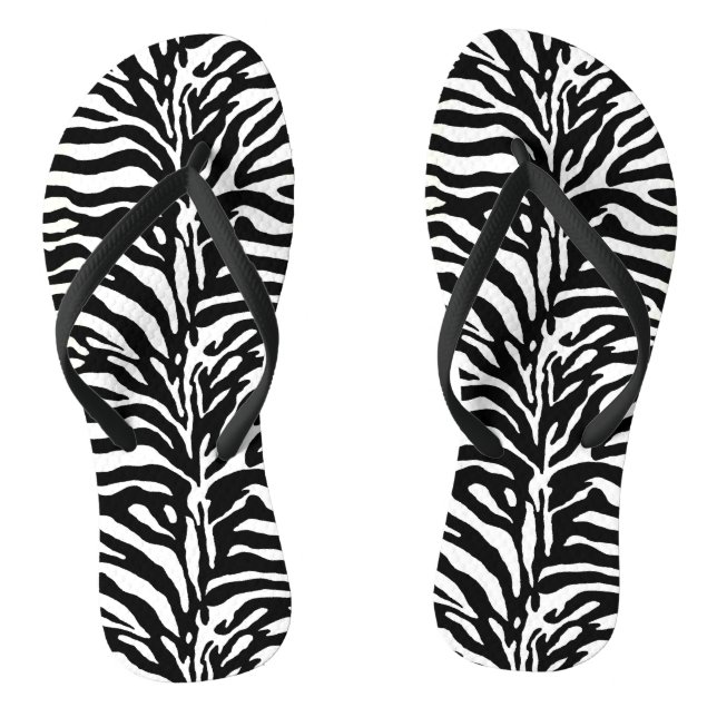 Wild Animal Print, Zebra in Black and White Jandals (Footbed)