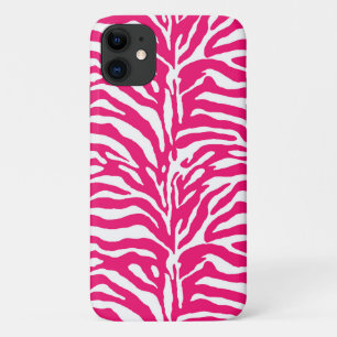 Wild Animal Print, Zebra in Fuchsia Pink and White Case-Mate iPhone Case