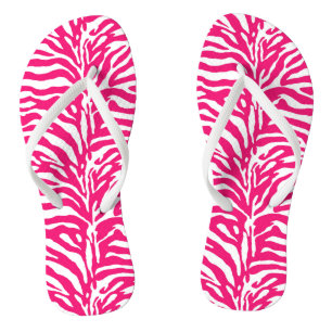 Wild Animal Print, Zebra in Fuchsia Pink and White Jandals