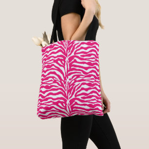 Wild Animal Print, Zebra in Fuchsia Pink and White Tote Bag
