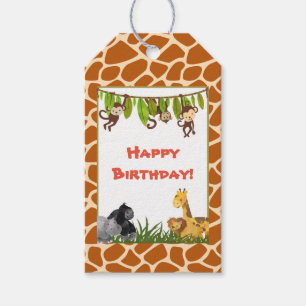 Wild Animal Safari Jungle Theme Happy Birthday Gift Tags