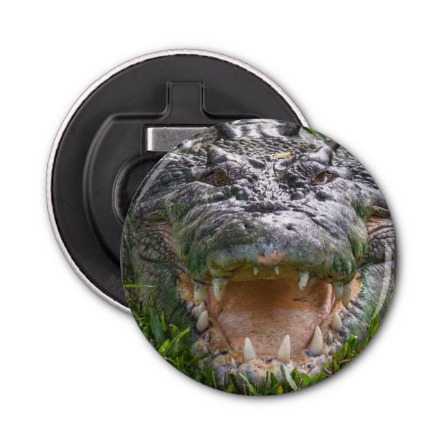 Wild animal saltwater crocodile head mouth open bottle opener (Front)