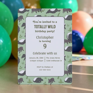 Wild Animal Tapirs Birthday Party Invitation