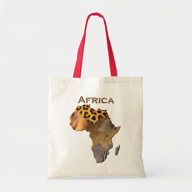 Wild Animal Textures Map of Africa Tote Bag (Front)