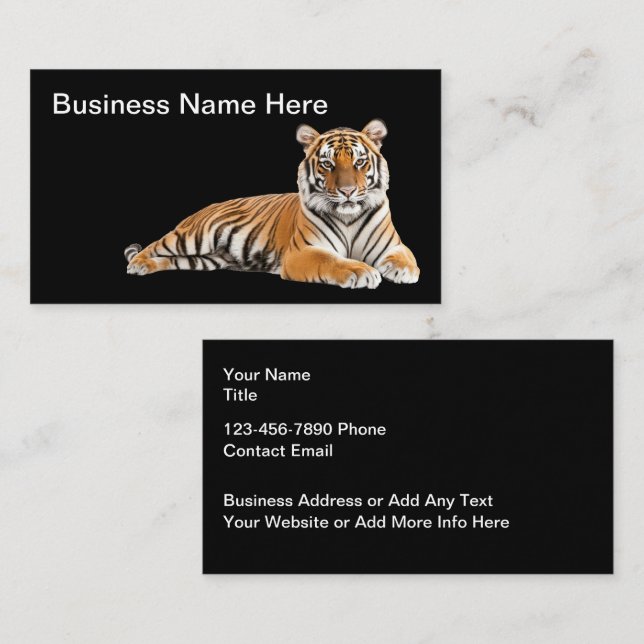 Wild Animal Tiger Business Cards (Front/Back)