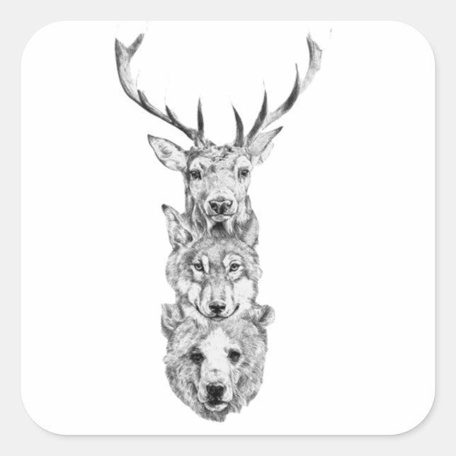 Wild Animal Trio Square Sticker (Front)