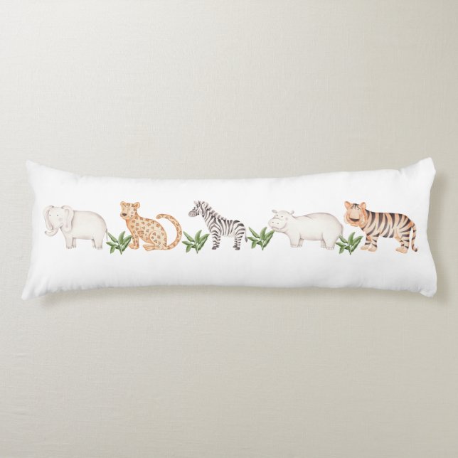 wild Animal With Jungle Tree pattern Body Cushion (Front)