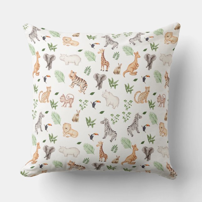 wild Animal With Jungle Tree pattern Cushion (Front)