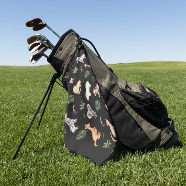 wild Animal With Jungle Tree pattern Golf Towel (Green)